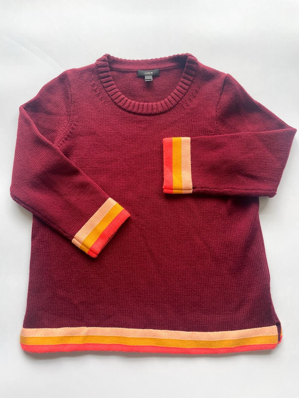 Women's J.Crew Burgundy Wool Crewneck Sweater Size Small